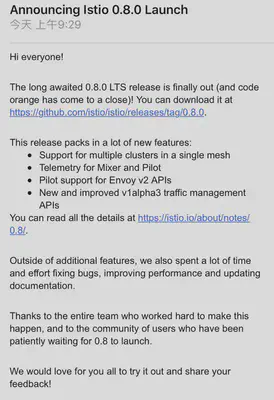 Istio 0.8 发布
