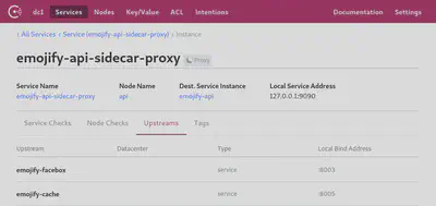 Envoy sidecar proxy with its upstream services